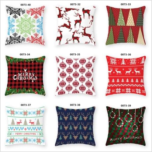 Christmas Decoration Cushion Covers 45x45 cm Jinya Home Cotton Linen Printed Funny Pillow Case with Zipper Car Sofa Bed Hot Sale