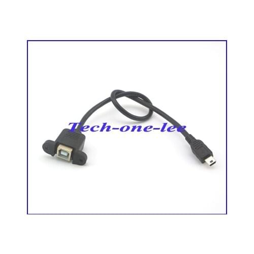 Wholesale 100pcs/lot USB-B Female panel mount with Screw hole to USB Mini 5pin Extension Cable
