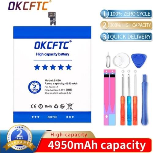 Original OKCFTC Phone For Xiaomi Redmi 4A Battery BN30 4950mAh Redrice 4A redmi 4A Bateria High Quality+tools