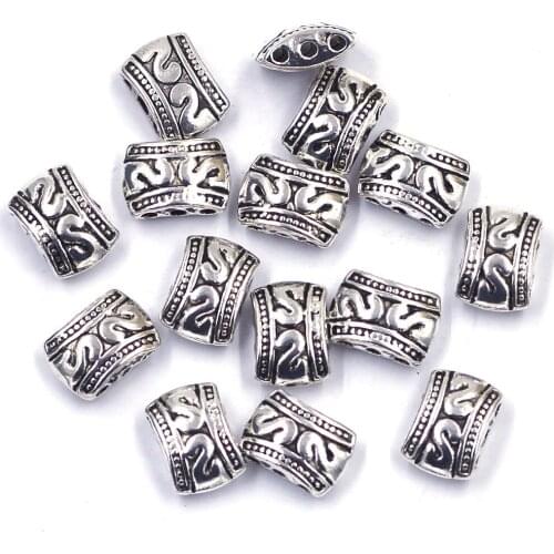 20Pcs Spacer Beads Swan Carved 3 Holes Zinc Metal Alloy Silver Tone For Charms Necklaces Jewelry DIY Making Findings 8x11mm