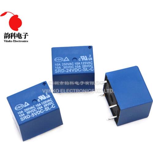 5pcs Relay SRD-03VDC-SL-C SRD-05VDC-SL-C SRD-06VDC-SL-C SRD-09VDC-SL-C SRD-12VDC-SL-C SRD-24VDC-SL-C SRD-48VDC-SL-C 10A 5PIN T73