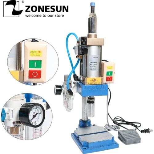 ZONESUN pnuematice press punching printing machine trademark logo letter stamps print tool cutting die emboss force adjustable