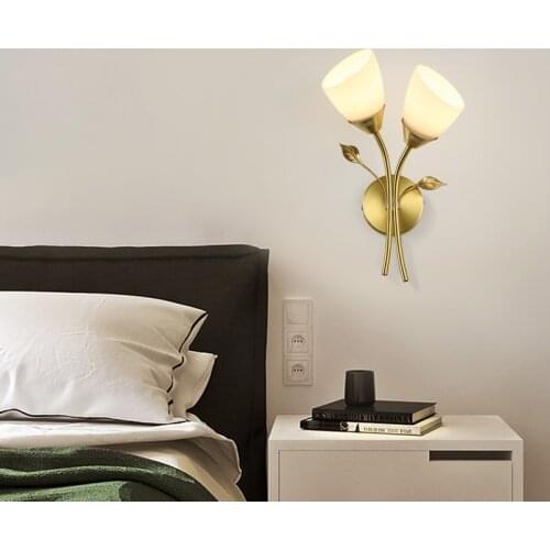 Modern Minimalist Light Luxury Rose Wall Lamp Living Room Bedroom Study Bedside Lamp Led Copper Lighting
