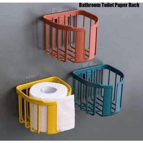 Bathroom Toilet Paper Rack Home Adhesive Organizer Rack Adhesive Storage No-Drill Leachate Capacity Holder