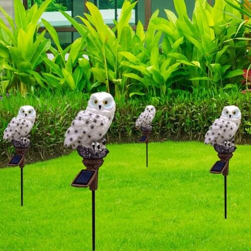 LED Solar Light Outdoor Garden Waterproof Simulation Owl Stake Lawn Light Exterior Owl Shape Solar Powered Lamp