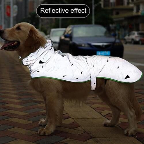 Medium Large Dog Cloak Reflective Waterproof Cloth Pet Windproof Rain Coat with Fluorescent Edging Pet Dress