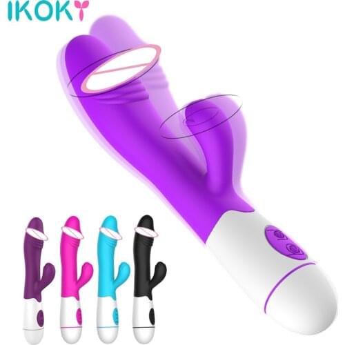 IKOKY Dildo Rabbit Vibrator Vaginal Clitoris Stimulator Sex Toys for Woman Dual Vibration Adult Products G Spot Massager