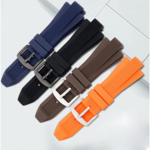 29*13mm Waterproof silicone watchband with pin buckle black dark blue brown orange strap adaptation MK8152 watch