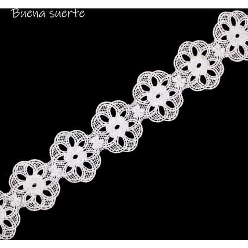 Buena Suerte 6cm Polyester White/Black Flower Embroidery Lace for Wedding Dress Decoration DIY Sewing Accessories Ribbon TM065