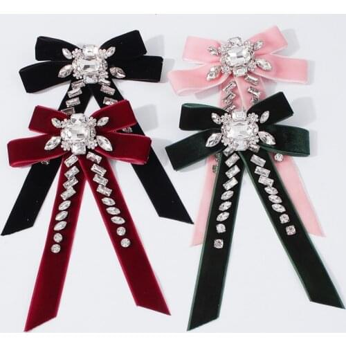 Solid Color Velvet Hair Clip Women Girls Rhinestone Bow Hairpin Hairpins Vintage Barrette Hair Tie Prom Party Hair Accessories
