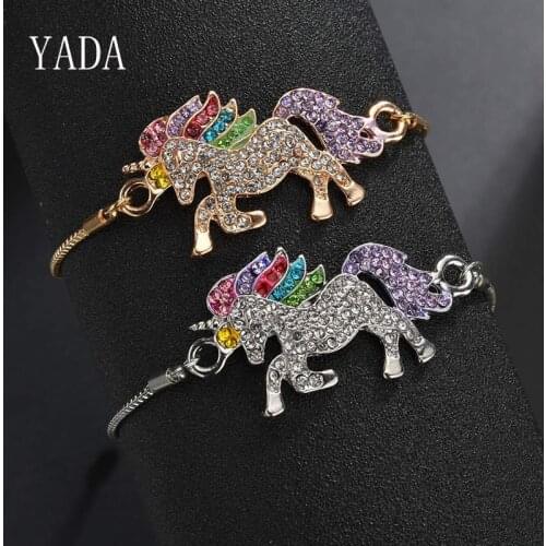 YADA Gifts INS Trendy Cute Animal Unicorn Bracelets&Bangles For Women Charm Bracelets Charm Friendship Crystal Bracelet BT200235