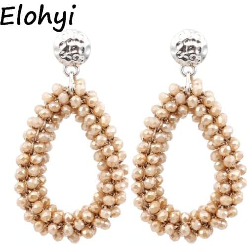 ELOHYI Bohemia Dangle Earrings For Woman Crystal Faceted Beads Handmade Big Drip Earring Long Pendants Hot Sale Jewelry Gift