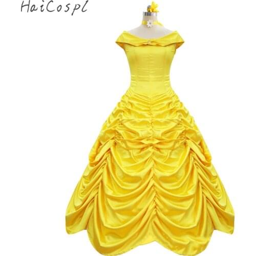 Beauty and the Beast Costume Princess Dressses Women Belle Cosply Yellow Dress Girl Performance Dance Fancy Adult Fairy Tale