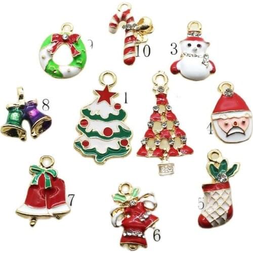 Hot Offer 10Pcs/Lot Mix Size Christmas Buttons Decoration Alloy Painting button Small wholesale price