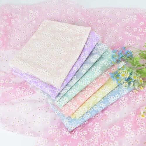 100x160cm Small Flower Printed Tulle Fabric Wedding Decoration Organza Patchwork Cloth For DIY Sewing Garment Skirt Material