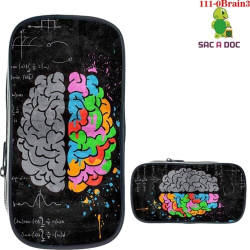 3D The Creative Brain Pattern Pencil Case Children Stationery Back To School Supplies Boy Girl Storage Bag Cosmetic Bag Pen Case