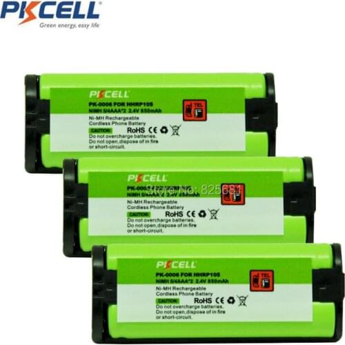 3Pack Cordless Phone Battery NI-MH 5/4AAA*2 850mAh 2.4V HHR-P105 PKCELL PK-0006
