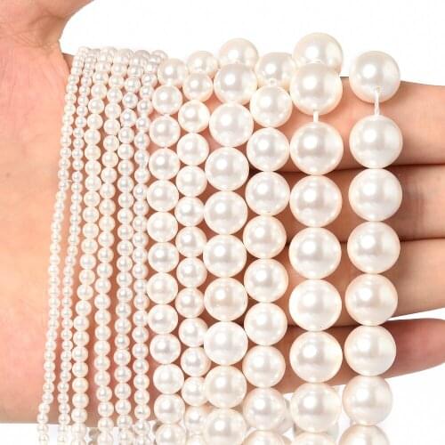Natural Shell Pearl Beads Round Loose Spacer Bead for Jewelry Making DIY Charm Bracelet Earrings Accessories 2/3/4/6/8/10mm