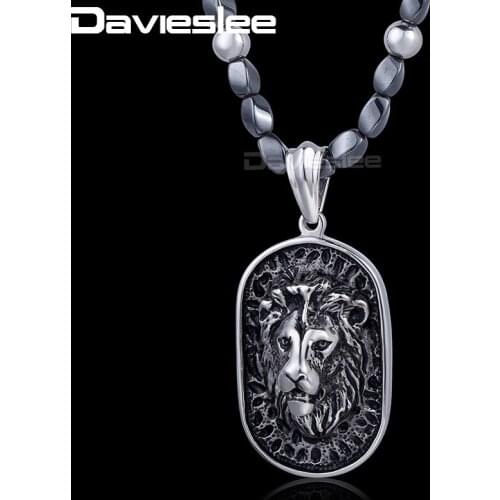 5mm X 68.4cm Iron Gallstone Link 316L Stainless Steel Lion Pendant Necklace Mens Boys Chain Fashion Jewelry DLHN84