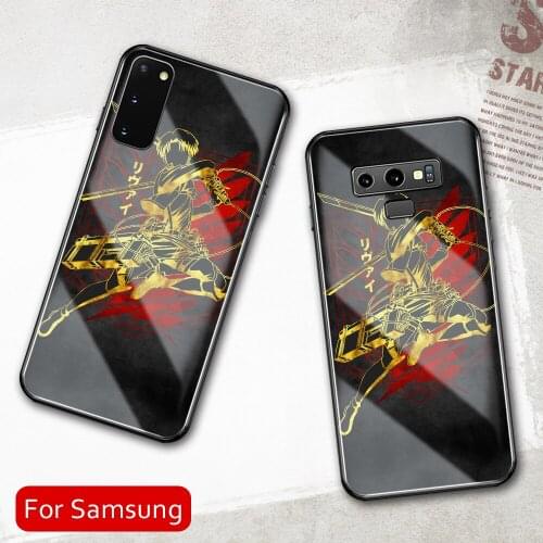 Attack On Titan Levi Golden Tempered Glass Cover For Samsung A50 A60 A70 A21 A31 A51 A71 A81 A91 4G 5G A50S A70S M40 M80S