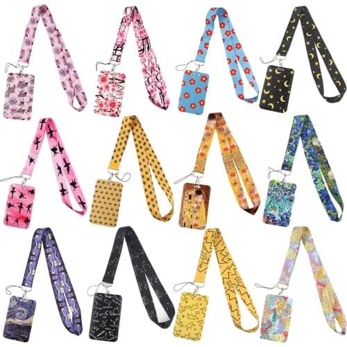 ER717 Fashion Sakura Ballet Dancer Bee Lanyard ID Badge Holder Bus Pass Case Cover Slip Bank Credit Card Holder Strap Cardholder