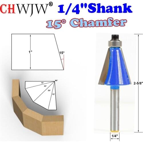 1pc 1/4" Shank 15 Degree Chamfer & Bevel Edging Router Bit woodworking cutter woodworking bits - Chwjw-13903q