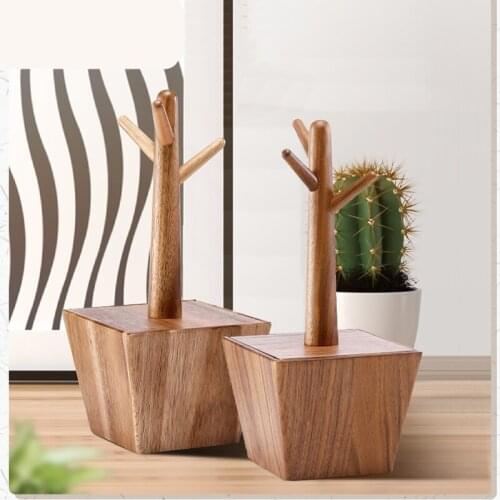 Brief pastoral wooden desktop key jewelry storage holder Fashion cosmetic black walnut wood storage box