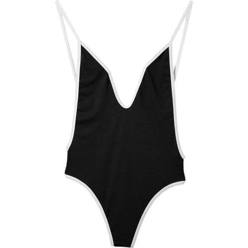 Women One-piece Swimsuit Bodysuit Deep V Neck Straps Open Back Hollow Out Leotard Jumpsuit Bikini Swimwear Exotic Sexy Lingerie