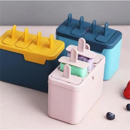 4 Grid DIY Popsicle Classic Ice Cream Mold Tray Frozen Ice Cube Lolly Mould Kitchen Ice Cream Cooking Tools Popsicle Molds