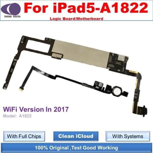 ICloud free Unlocked Motherboard for iPad 5 Logic Board for A1822 A1823 WiFi Cellualr In 2017 With Full Sysytems With Full Chips