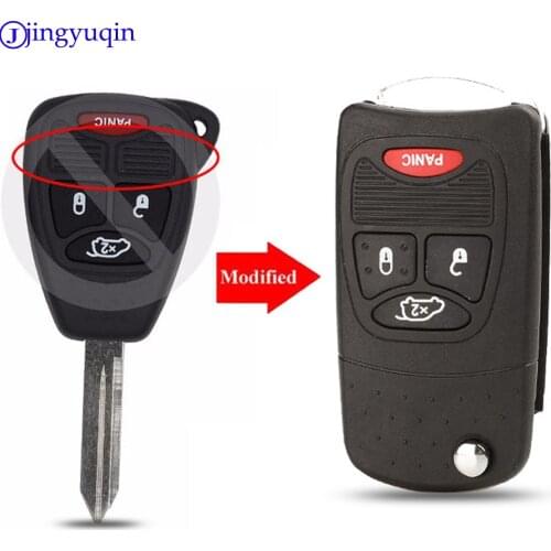 Jingyuqin Remote Panic 4 Buttons Folding Flip Key Shell Cover For Chrysler Sebring For Dodge Avenger Nitro For Jeep Car Case