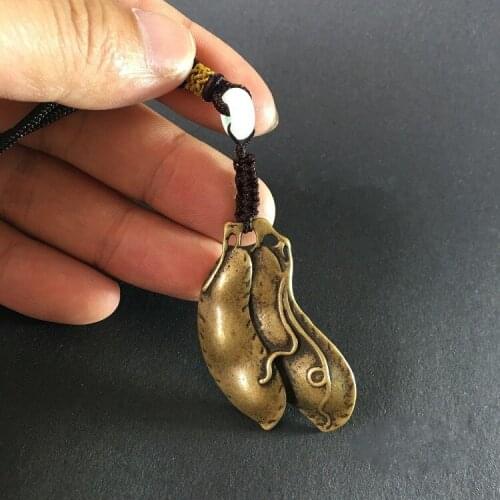 Chinese Copper Carved Pure Copper Pea Pod Beans Beautifully Pendant Key Chain