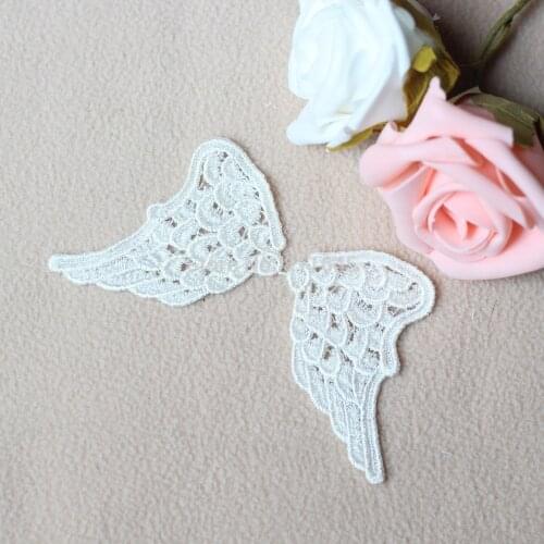 Hot Selling High Quality 10 Mirror pairs Embroidery Rayon Venice Lace Angel Wing Appliques