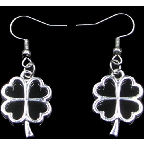 Fashion Handmade Simple Design 24*17mm Lucky Four Leaf Clover Drop Earrings For Women Gift Fashion Jewelry Cute Small Object