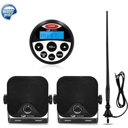 Marine Radio Audio Boat Stereo Bluetooth Sound System FM AM Receiver+4" Waterproof Speakers+Antenna For ATV Golf Cart Truck Pool