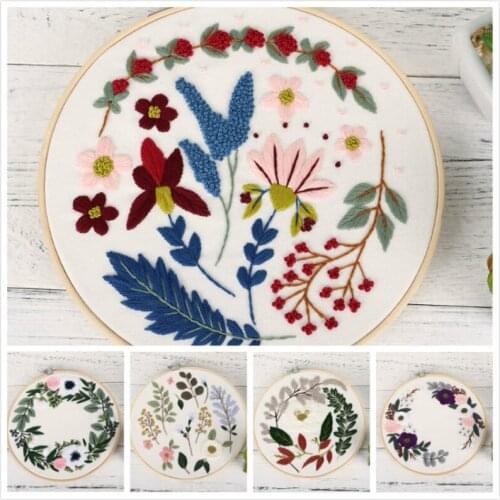 Flower Pattern DIY Embroidery Kit For Beginner Needlework Cross Stitch Set Sewing Art Handmade Craft Painting Home Decor