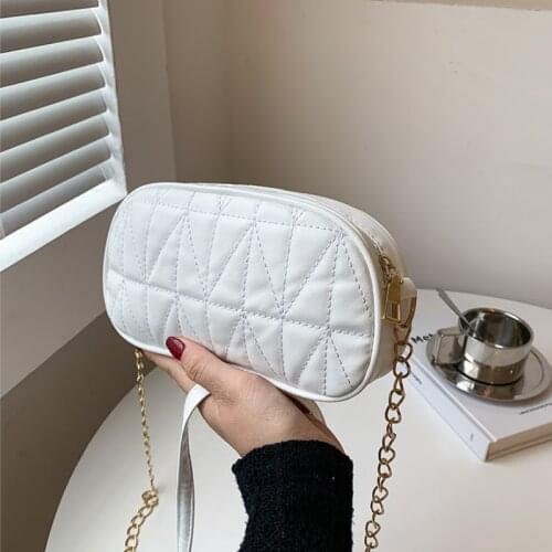New PU Leather Womens Mini Shoulder Bags Metal Chain Ladies Plaid Small Crossbody Bags Female Simple Clutch Purse Handbags