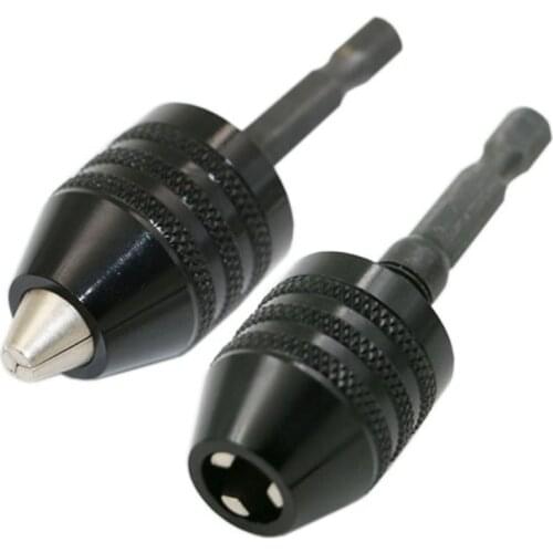 New Keyless Drill Chuck Screwdriver Impact Driver Adaptor 1/4" 6.35mm Hex Shank Drill Bits Power Tools Black 0.3-6.5mm
