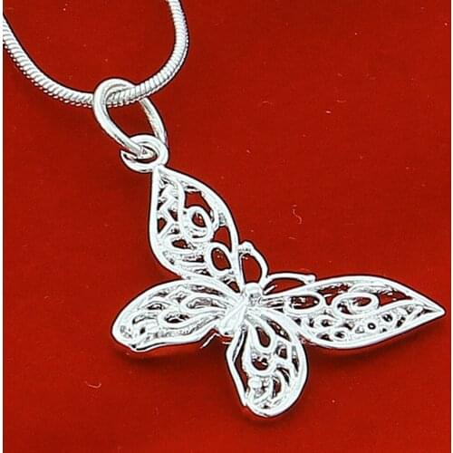 NEW Style 925 Sliver Butterfly Pendant Snake Chain Necklace For Women Wedding Engagement Birthday Anniversary Trendy Gift
