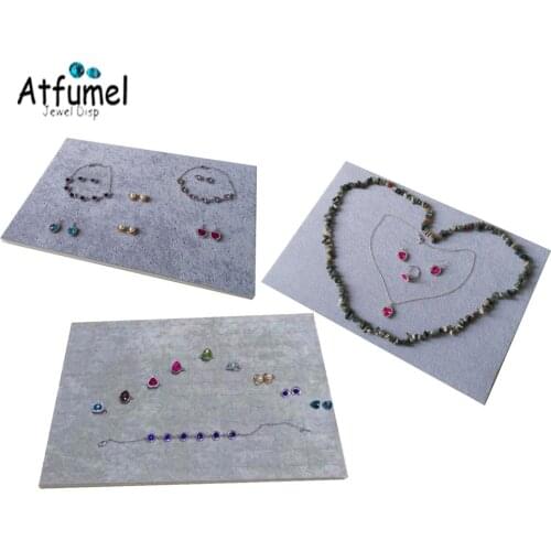 5Pcs Grey Velvet Earring Jewelry Organizer Holder Soft Watch Bangle Stud Ring Storage Foam Tray Necklace Cufflinks Holder Box