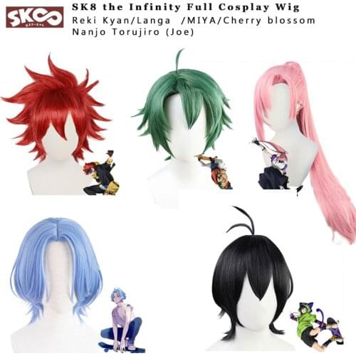 Anime Reki Kyan Langa Miya Cosplay Wig Short Hair Straight Light Blue Red High Temperature Wire Heat Resistant SK8 the Infinity