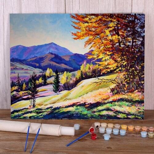 Landscape Autumn Landscape DIY Paint By Numbers Set Oil Paints 40*50 Canvas Painting Home Decoration Adults Drawing