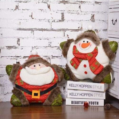 Scarlet Cat Pillow Santa Claus Snowman Christmas Pillows Snowman Three-dimensional Decoration Elk Doll Sofa Cushion