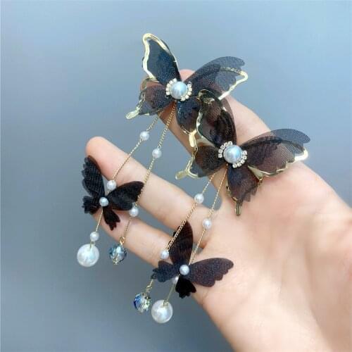 Super Fairy Pearl Butterfly Face Thin Holiday Dating earrings