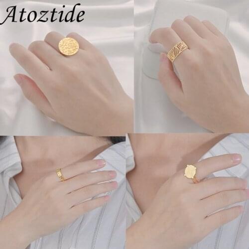 Atoztide Adjustable Rings Open Rings Design Finger for Women men Engagement Jewelry Anniversary Party Wedding Christmas Gift