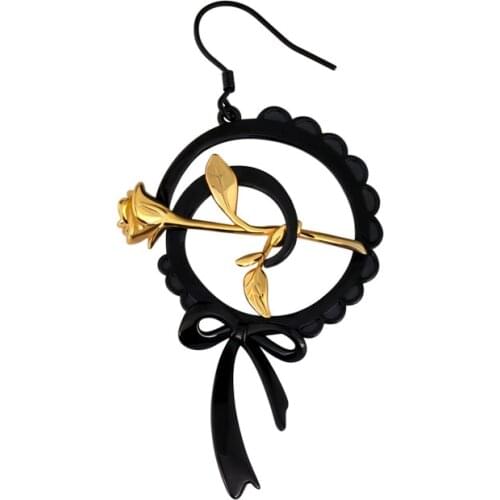 Rose Earrings Ear Ring Jewelry for women female Christmas Gift Black Lace A pair new year gift fashion