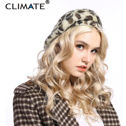 CLIMATE Women Leopard Hat Cap Spring Sexy Leopard Print Beret Cap Women Girls Fashion Beret Hat for Girls Women