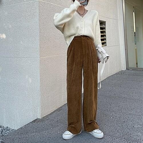 SLACTION Women's Corduroy Trousers