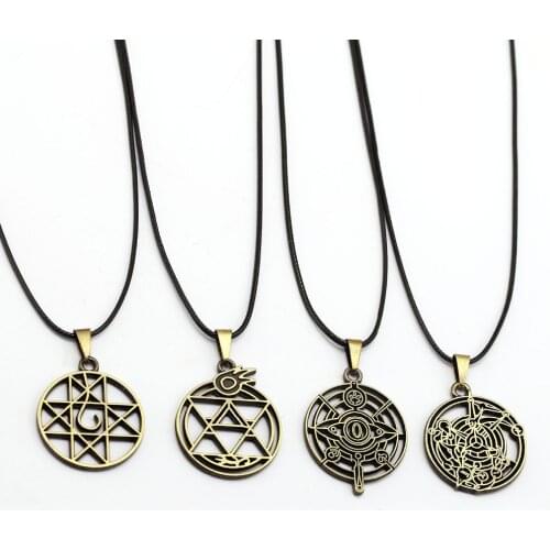 Fullmetal Alchemist Necklace Homunculus Circle Metal Pendant Rope Chain Necklaces Women Men Charm Gifts Japanese Anime Jewelry