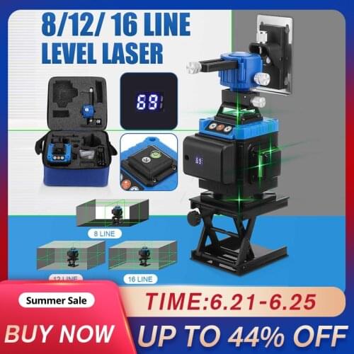 Laser Level 4D 8/12/16 Lines Professional Self-Leveling 360 Horizontal Vertical Green Laser Beam Line Build Measuring Tools
